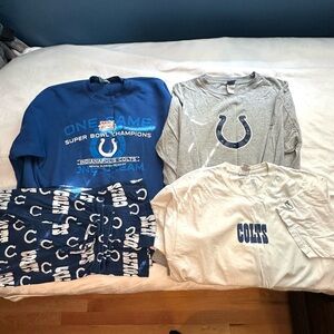 Vtg Y2K Indianapolis Colts NFL 4pc Lot Clothes Bundle L/XL Men Sweatshirt Tshirt
